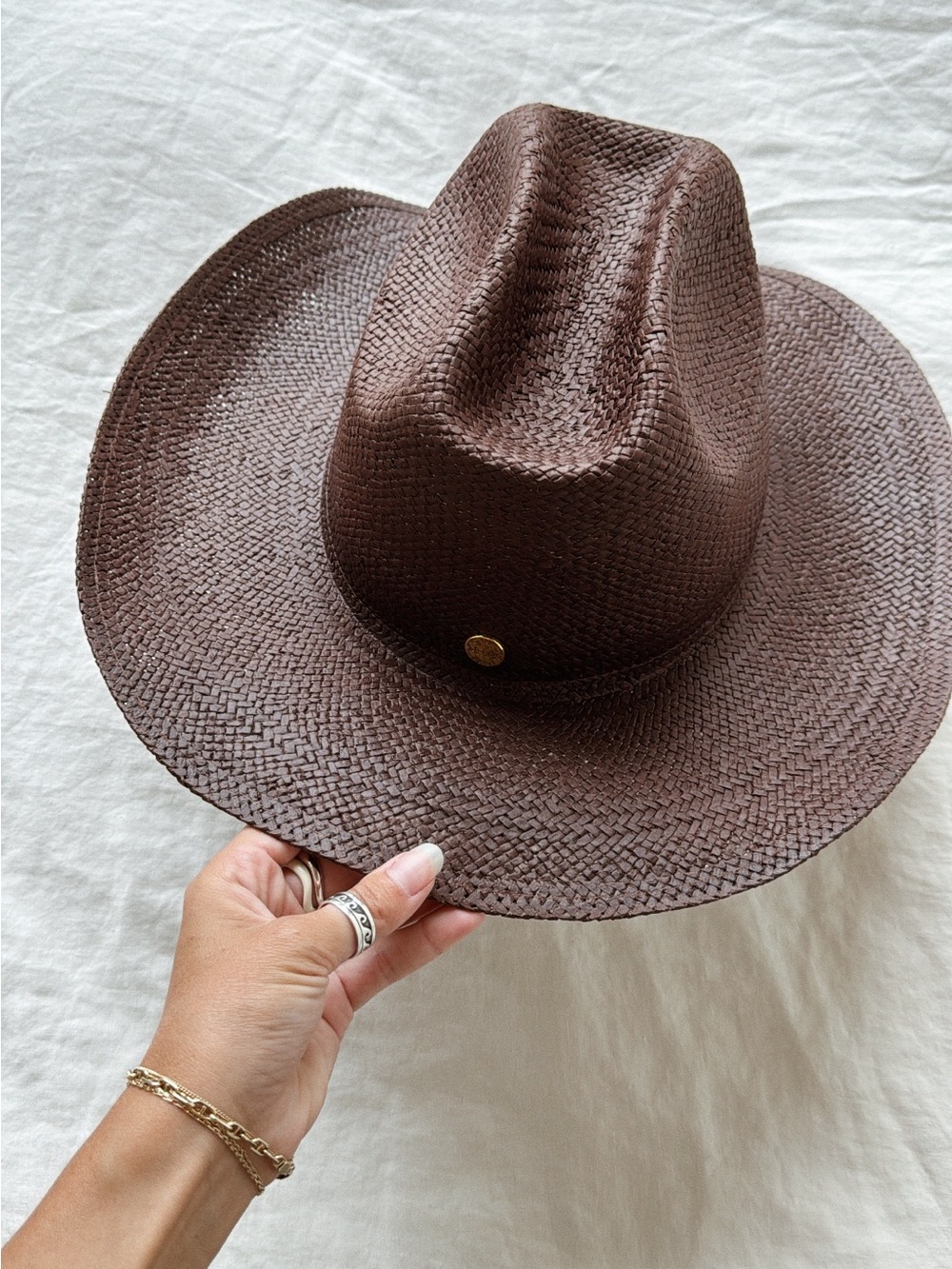 GIGI PIP Brown Woven Fedora Hat